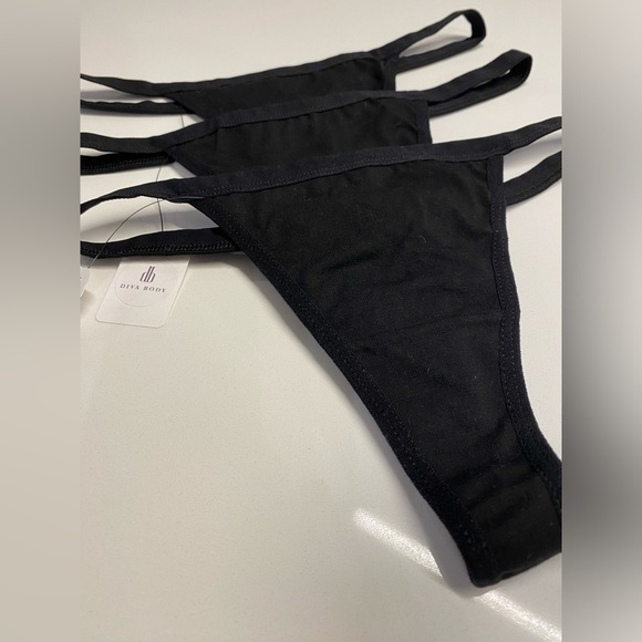 Black Thong Panties Underwear Set of 3 Size Small Medium NWT - Picture 3 of 9